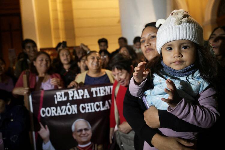People react at the Cathedral of St. Mary in Chiclayo, Peru, May 8, 2025, the day Cardinal Robert Francis Prevost was elected pope. He chose the papal name Leo XIV. As an Augustinian priest, then-Father Prevost spent many years as a missionary in Peru. (OSV News photo//Sebastian Castaneda, Reuters)