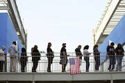 Voters wait to cast ballots at the Michelle and Barack Obama Sports Complex on Election Day, Nov. 5, 2024, in Los Angeles. (AP Photo/Chris Pizzello)